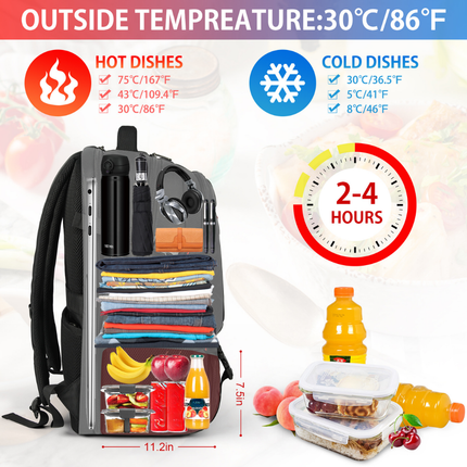 Insulated Travel Backpack with Padded Laptop Compartment | Large Capacity Organizer for Meals and Essentials