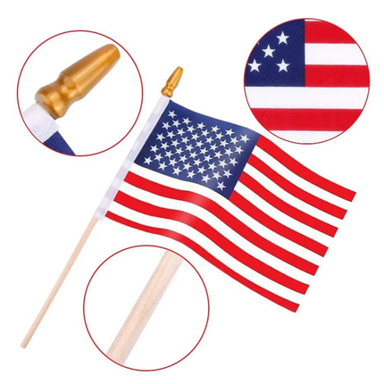 USA Flag Handheld Mini Stick Flags for Sports Events | Durable Polyester Set of 50 for Cheering and Celebrations