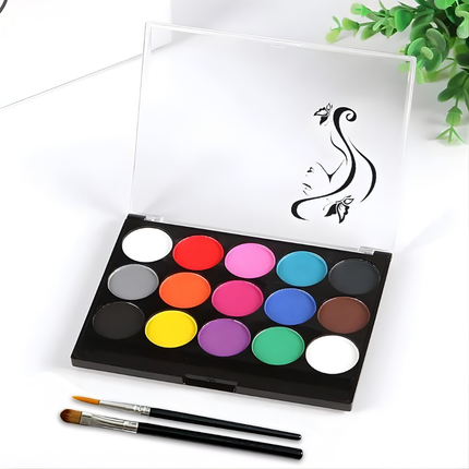 Vibrant Face Paint Kit with 15 Non-Toxic Colors | Safe and Washable for Parties and Festivals