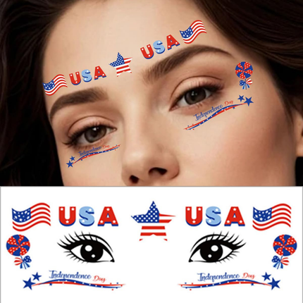 Waterproof Face Paint Stickers with USA Flag Design | Long-Lasting Temporary Tattoos for Festivals and Sports Events