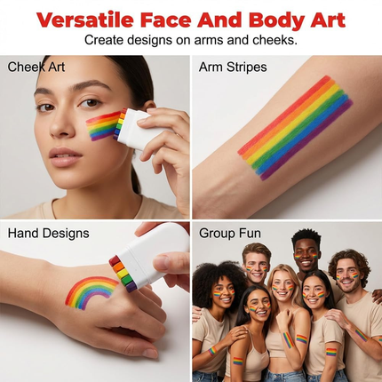Rainbow Face Paint Stick for Events with Bold Multi-Color Effect | Easy Application for Festivals and Parties
