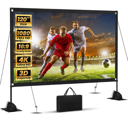 Portable Projector Screen with Stand for Easy Setup | Stable Viewing for Outdoor and Indoor Movies