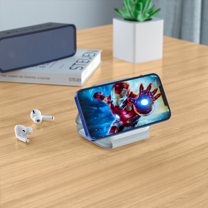 Magnetic Wireless Charger 15W with Foldable Stand, 3-in-1 Travel Charging Pad for Phone, Watch and Earbuds