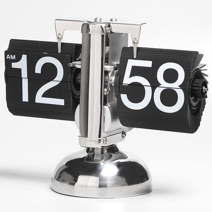 Automatic Page Turning Clock, Decorative Desk and Shelf Timepiece in Black or White with Optional Metal Foot Stand