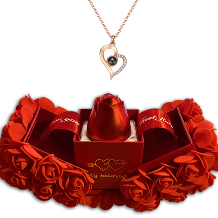 Romantic Rose Gift Box with Adjustable Necklace | Perfect for Valentine's Day