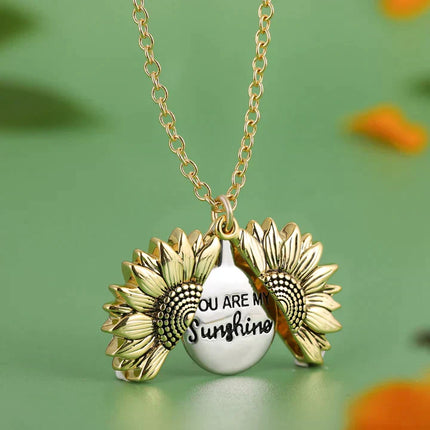 You Are My Sunshine Pendant Necklace with Heart Charm, Sentimental Message Jewelry Gift for Everyday Wear