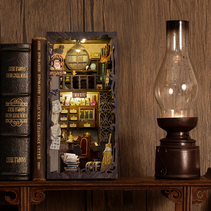DIY Book Nook Kit, Magic Apothecary Miniature Witch Room Built From Scratch, All Raw Materials Included