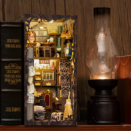 DIY Book Nook Kit, Magic Apothecary Miniature Witch Room Built From Scratch, All Raw Materials Included