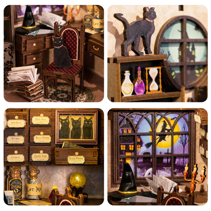 DIY Book Nook Kit, Magic Apothecary Miniature Witch Room Built From Scratch, All Raw Materials Included