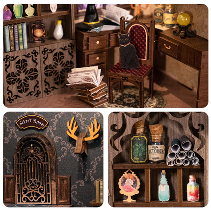 DIY Book Nook Kit, Magic Apothecary Miniature Witch Room Built From Scratch, All Raw Materials Included