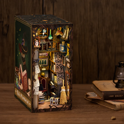 DIY Book Nook Kit, Magic Apothecary Miniature Witch Room Built From Scratch, All Raw Materials Included