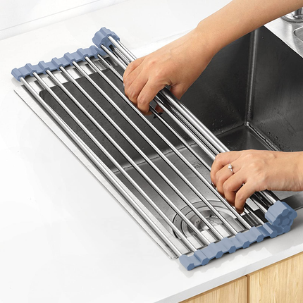 Roll-Up Dish Drying Rack with Stainless Steel Construction | Space-Saving Solution for Efficient Kitchen Organization