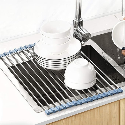 Roll-Up Dish Drying Rack with Stainless Steel Construction | Space-Saving Solution for Efficient Kitchen Organization