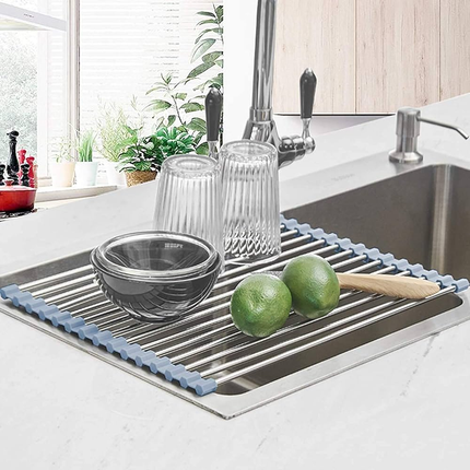 Roll-Up Dish Drying Rack with Stainless Steel Construction | Space-Saving Solution for Efficient Kitchen Organization