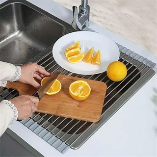 Roll-Up Dish Drying Rack with Stainless Steel Construction | Space-Saving Solution for Efficient Kitchen Organization