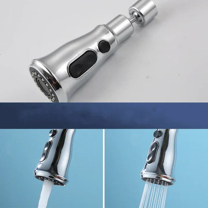 Kitchen Faucet Sprayer Head with Jet and Cascade Spray Modes, Silver Multi Angle Extendable Tap Nozzle for Kitchen Sink