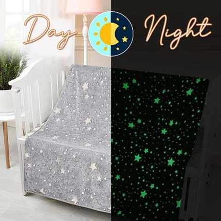 Glow in the Dark Blanket, Double Sided Plush Velvet and Wool Throw, 12 Color Options for Kids and Adults