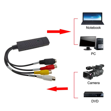 USB Video Capture Adapter for VHS with High-Quality Transfer | Easy Setup for Digital Archiving