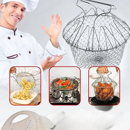 Collapsible Steamer Basket for Pots, Expandable Insert with Foldable Legs and Silicone Feet for Vegetables and Eggs