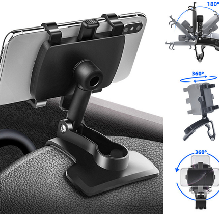 Car Phone Holder with 360 Degree Rotation for Horizontal, Vertical or Angled Viewing, Universal Eye Level Mount for All Phones and Cars