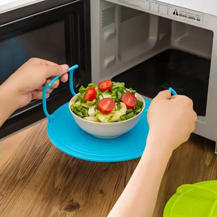 Microwave Cooking Tray with Insulated Side Holders, Two Tier Microwave Rack for Heating Two Dishes at Once
