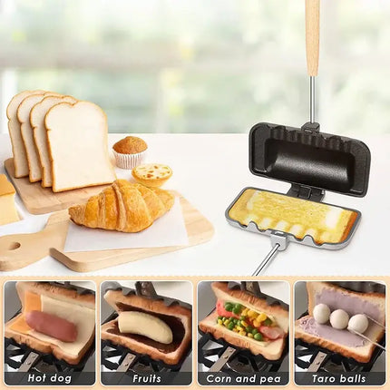 Non-Stick Sandwich Pan with Even Heat Grill Press and Corrugated Crimp Edge, Kitchen and Campfire Toastie Maker