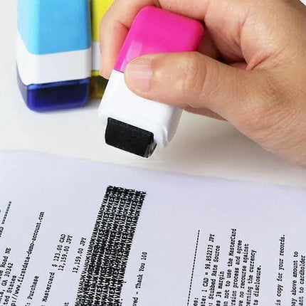 Identity Theft Protection Roller Stamp for Documents, Confidential Address Blocker Security Stamp in 4 Colors
