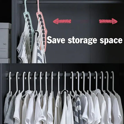 9 Hole Wardrobe Organizer Hangers, Space Saving Closet Hangers for Clothes and Outfits, Tidy Uniform Look, 4 Colors