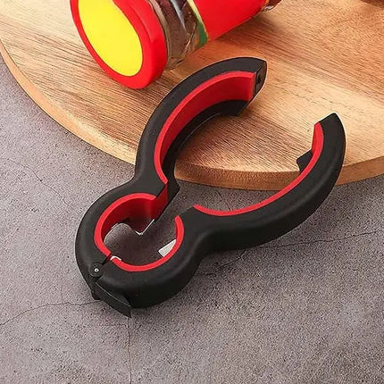 Jar Opener 6 in 1 Multifunctional Bottle, Can and Bag Opener with Ergonomic Grip, Low Effort Kitchen Tool for Tight Lids, Indoor and Outdoor
