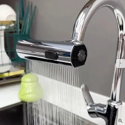 Kitchen Sink Faucet with 3 Spray Modes, Waterfall and High Pressure Tap with 360 Degree Swivel