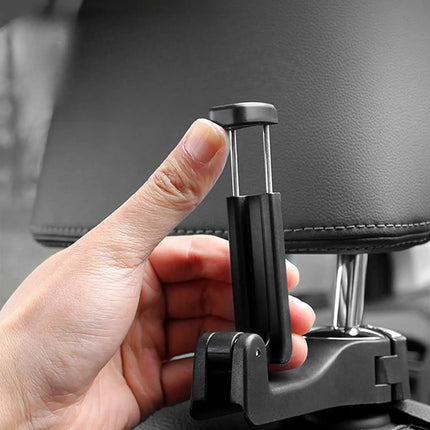 Car Headrest Hook Organizer, 2-in-1 Back Seat Bag Hanger with Phone Holder Mount for Purses and Groceries, 2 Colours