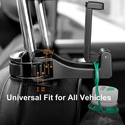 Car Headrest Hook Organizer, 2-in-1 Back Seat Bag Hanger with Phone Holder Mount for Purses and Groceries, 2 Colours