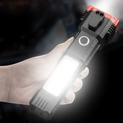 Zoomable LED Flashlight with Adjustable Brightness, Compact Handheld Torch with Wide Flood to Focused Spot Beam for Camping and Outdoor Use