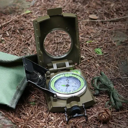 Navigation Compass with Clinometer and Luminous Dial, Waterproof Zinc Alloy Military Style Compass for Hiking, Camping and Backcountry Skiing