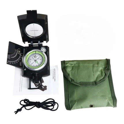 Navigation Compass with Clinometer and Luminous Dial, Waterproof Zinc Alloy Military Style Compass for Hiking, Camping and Backcountry Skiing