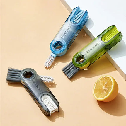 3-in-1 Cleaning Brush Set for Bottles, Cups and Kitchen Tools with Cup Rim and Gap Brush Heads, 3 Colours