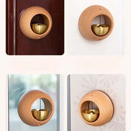 Japanese Style Wooden Door Bell, Black Walnut and Beech, Minimalist Hanging Chime for Front Door, Wall and Window