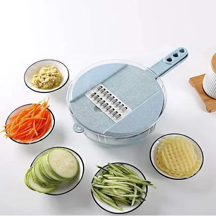 Multi Blade Vegetable Cutter with 8 Blades, All-in-One Kitchen Slicing Tool for Fast Meal Prep, Blue or Pink