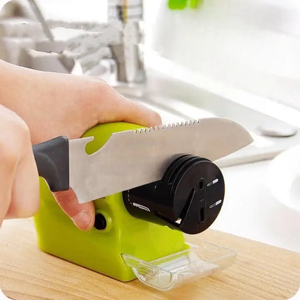 Cordless Electric Knife Sharpener, Battery Powered 5 Second Sharpening with Fine Polishing Stage for Kitchen Knives