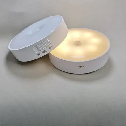 Motion Sensor Closet Light with Auto Off, USB Rechargeable Stick On Light for Cabinets and Stairways, Beige or White