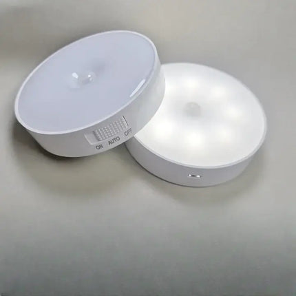 Motion Sensor Closet Light with Auto Off, USB Rechargeable Stick On Light for Cabinets and Stairways, Beige or White
