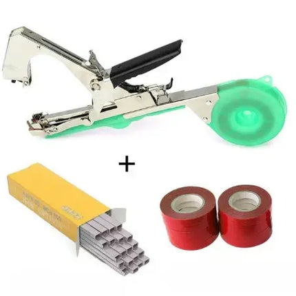 Plant Tying Machine for Garden Plants and Stems, Squeeze Action Tool with Tape and Staples, Ties Plants 5 Times Faster