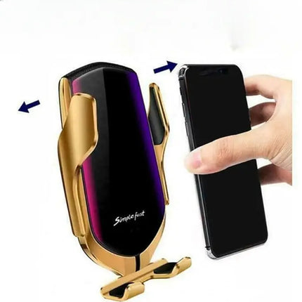 Wireless Car Phone Charger Holder with Automatic Clamping Arms, One Handed Use, Landscape and Portrait Viewing