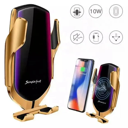 Wireless Car Phone Charger Holder with Automatic Clamping Arms, One Handed Use, Landscape and Portrait Viewing