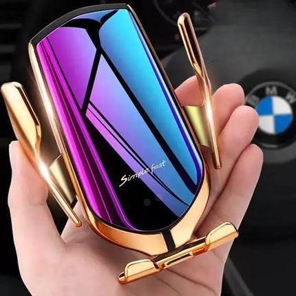Wireless Car Phone Charger Holder with Automatic Clamping Arms, One Handed Use, Landscape and Portrait Viewing