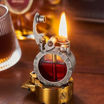 Vintage Transparent Kerosene Lighter with Windproof Flame | Elegant Design for Reliable Ignition