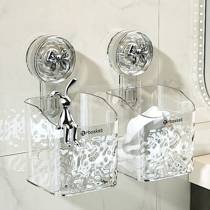 Adhesive Bathroom Shelf, No Drill Transparent Wall Organizer for Shampoo, Skincare and Beauty Products