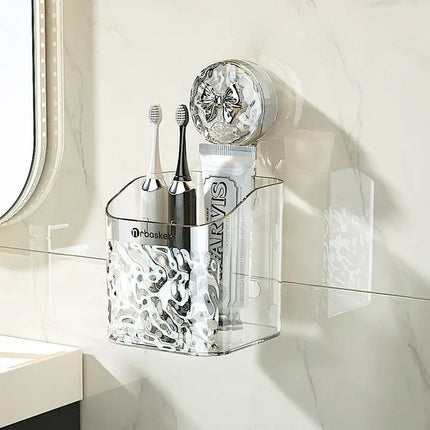 Adhesive Bathroom Shelf, No Drill Transparent Wall Organizer for Shampoo, Skincare and Beauty Products