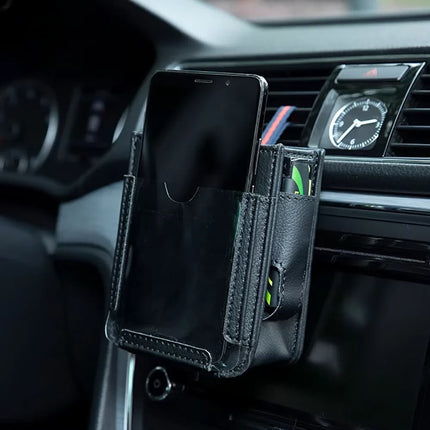 Car Air Vent Phone Holder with Card Storage Pockets, Open Face Design for Touchscreen Access, 5 Colours