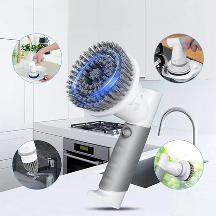 Electric Scrubbing Brush for Household Cleaning, Mains Powered Power Scrubber in Grey and Green with US, EU, AU and UK Plug Options